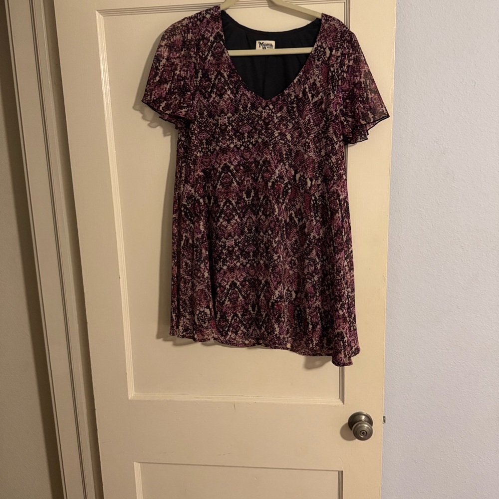 Women's Purple Patterned mini dress